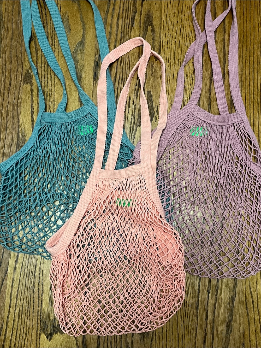 Reusable Mesh Tote Bag - Peach, Teal, Mauve